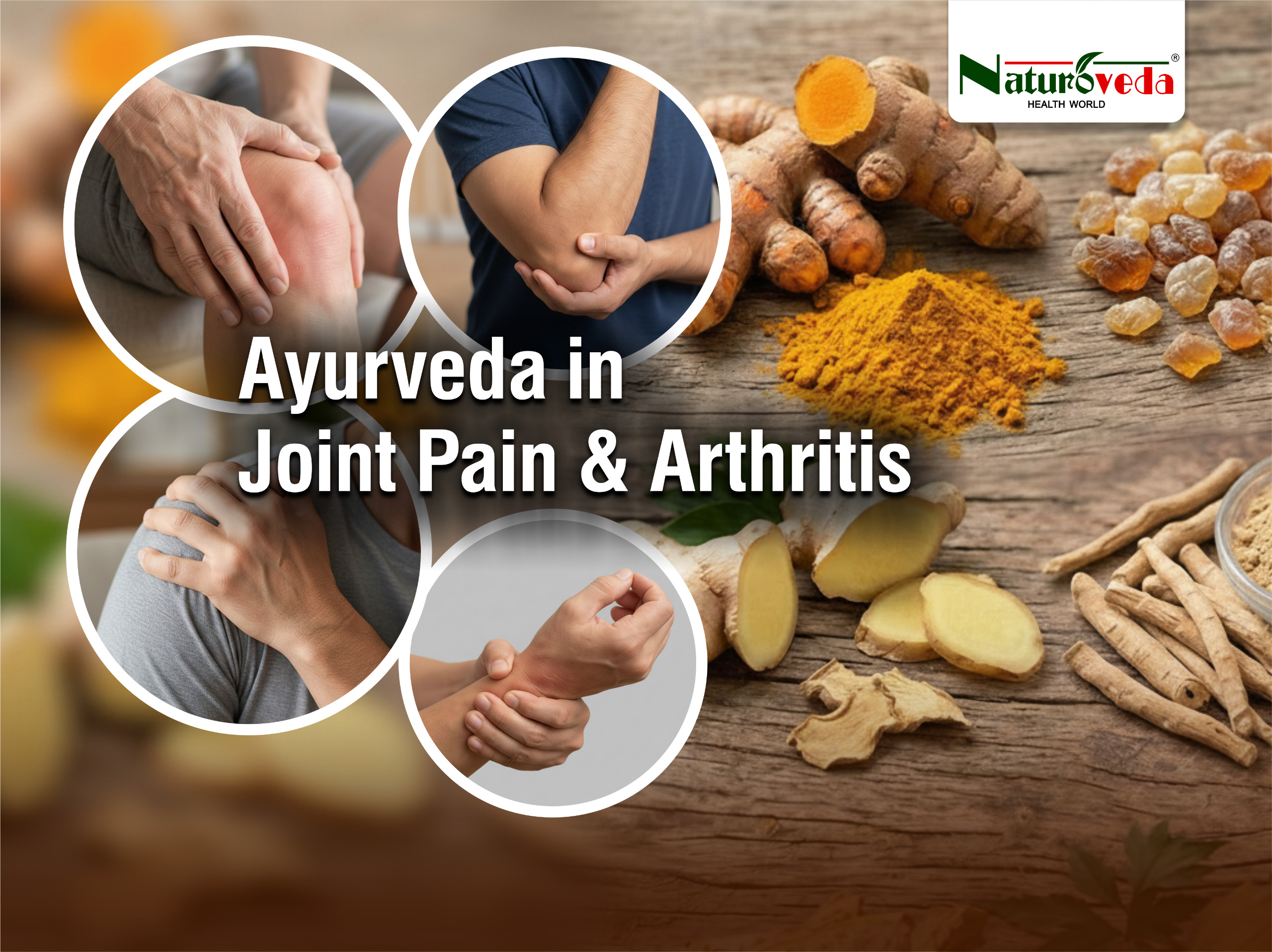 Ayurveda treatment for joint pain and arthritis using natural herbs like turmeric and ginger