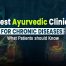 Best Ayurvedic clinic for chronic diseases banner showing herbal medicine, mortar and pestle, and digestive health illustration